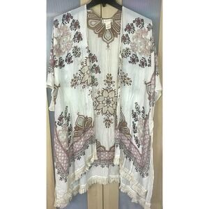 Altar'd State Kimono Boho Floral Beach Coverup Top OS Fringe Festival Cottage